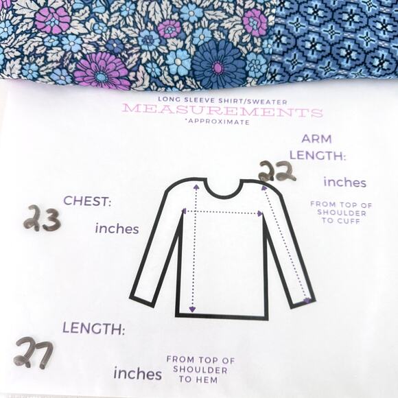 J. Jill Womens Blouse Top Size M Floral Flowy Sheer Boho Feminine Blue - Picture 8 of 8